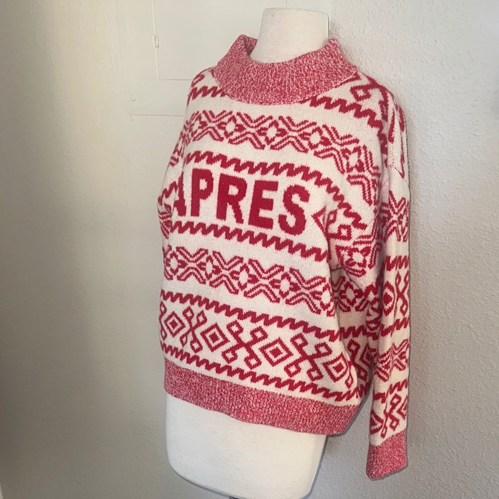 Target Apres Ski Women's Red and cream Patterned Sweater large